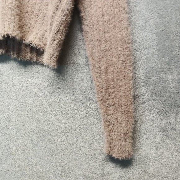 🍑PINK ROSE Women Sweater Fuzzy Cardigan Pullover Fall Solid Taupe Casual XS(0-2 - Picture 15 of 16
